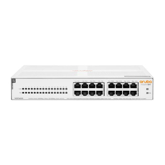 Aruba Instant On 1430 16G Class4 PoE 124W Gigabit Ethernet L2 no administrado (10/100/1000) Compatible con alimentación a través de Ethernet (PoE) 1U Blanco [R8R48A#ABB]