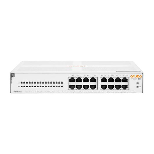 Aruba Instant On 1430 16G Class4 PoE 124W Non gestito L2 Gigabit Ethernet (10/100/1000) Supporto Power over Ethernet (PoE) 1U Bianco [R8R48A#ABB]