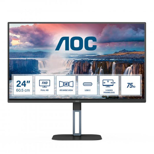 AOC MONITOR 23.8 LED IPS 16:9 FHD 4MS 300 CDM, USB-C, HDMI, MULTIMEDIA [24V5CE/BK]