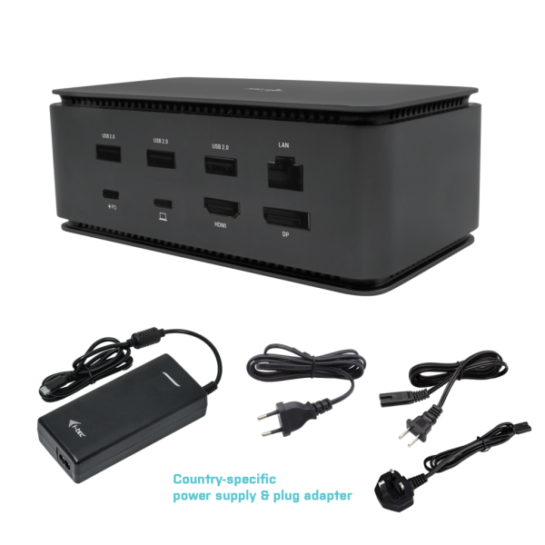 i-tec Metal USB4 Docking station Dual 4K HDMI DP with Power Delivery 80 W + Universal Charger 100 W [USB4DUALDOCK100W]