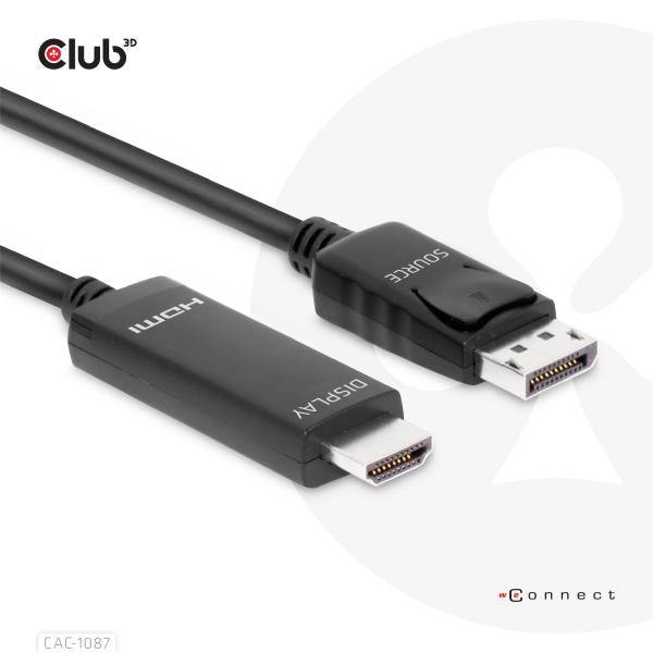 CLUB3D DISPLAYPORT 1.4 TO HDMI CABLE 4K144Hz or 8K60Hz HDR10 3M M/M [CAC-1087] 