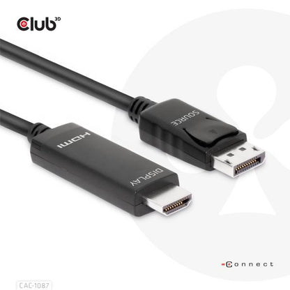 CLUB3D CAVO DISPLAYPORT 1.4 TO HDMI 4K144Hz or 8K60Hz HDR10 3M M/M [CAC-1087]