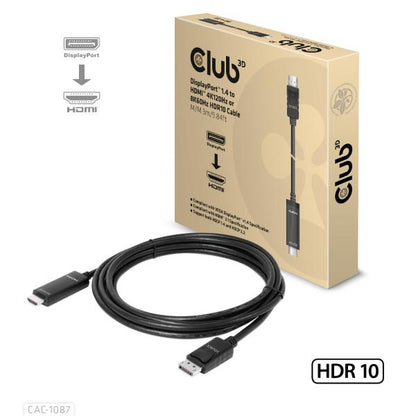 CLUB3D CAVO DISPLAYPORT 1.4 TO HDMI 4K144Hz or 8K60Hz HDR10 3M M/M [CAC-1087]