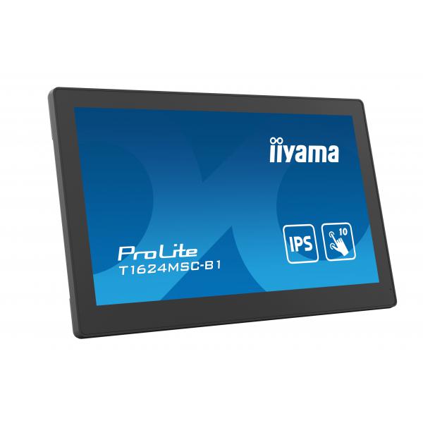 iiyama T1624MSC-B1 display de mensajes Pantalla plana interactiva 39,6 cm (15.6") LCD 450 cd/m Full HD Negro Pantalla táctil 24/7 [T1624MSC-B1] 