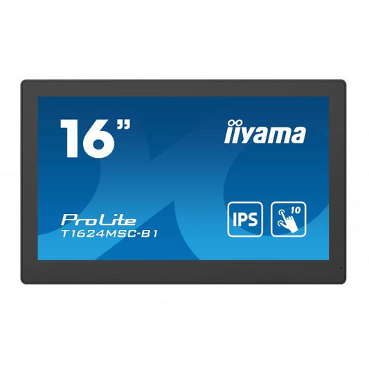 iiyama T1624MSC-B1 visualizzatore di messaggi Pannello piatto interattivo 39,6 cm (15.6") LCD 450 cd/m Full HD Nero Touch screen 24/7 [T1624MSC-B1]