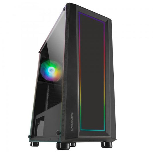 MARSGAMING CASE MID TOWER MC-ART NEGRO SISTEMA DE ARTE DE DIBUJO DE VIDRIO DOBLE NEGRO. 12CM FR [MCART] 