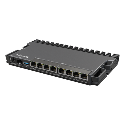 MikroTik RouterBORD 5009UPr+S+IN with Marvell Armada ARMv8 CPU (4-cores, 1.4GHz per core), 1GB of DDR4 RAM, 1GB NAND storage, 1x 2.5Gbit LAN (802.3af/at PoE-out and POE-in), 7x 1Gbit LAN (80 [RB5009UPr+S+IN]