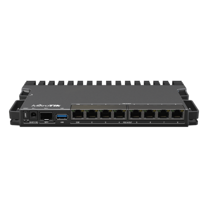 MikroTik RouterBORD 5009UPr+S+IN with Marvell Armada ARMv8 CPU (4-cores, 1.4GHz per core), 1GB of DDR4 RAM, 1GB NAND storage, 1x 2.5Gbit LAN (802.3af/at PoE-out and POE-in), 7x 1Gbit LAN (80 [RB5009UPr+S+IN]