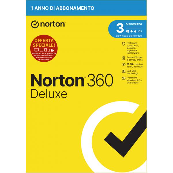 NORTON 360 DELUXE 25GB IT 1 USER 3 DEVICE 1Y ATTACH OLD CODE 21409821 [21429480]