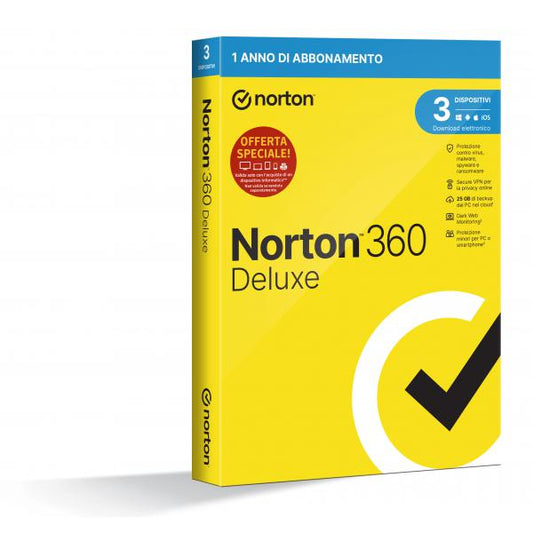 NortonLifeLock Norton 360 Deluxe 2023 Antivirus para 3 dispositivos Licencia de 1 año Secure VPN y Password Manager PC, Mac, tablets y smartphones [21429480]