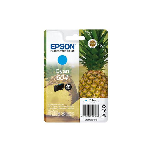 Epson 604 cartucho de tinta 1ud Original Rendimiento Estándar Cian [C13T10G24010] 