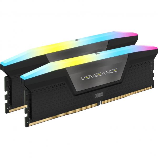 CORSAIR RAM VENGEANCE RGB DDR5 32GB 2X16GB DDR5 6000 PC5-48000 C36 1.35V DESKTOP MEMORY - BLACK [CMH32GX5M2D6000C36]