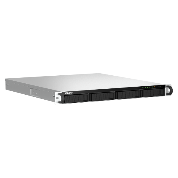 QNAP NAS 4-Bay 1U rackmount NAS, Intel Celeron N5105/N5095 quad-core, burst up to 2.9 GHz, 8GB DDR4 RAM (2 x SODIMM slots, max 16GB total), 4 x 3.5"/2.5" SATA 6Gb/s drive bays, 1 x PCIe Gen3 [TS-464U-RP-8G]