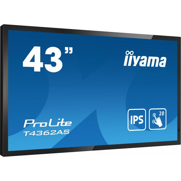 iiyama T4362AS-B1 visor de mensajes Pantalla plana interactiva 108 cm (42.5") IPS 500 cd/m 4K Ultra HD Negro Pantalla táctil Procesador integrado Android 8.0 24/7 [T4362AS-B1] 