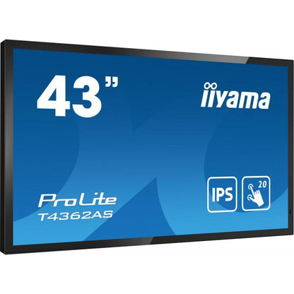 iiyama T4362AS-B1 visor de mensajes Pantalla plana interactiva 108 cm (42.5") IPS 500 cd/m 4K Ultra HD Negro Pantalla táctil Procesador integrado Android 8.0 24/7 [T4362AS-B1] 