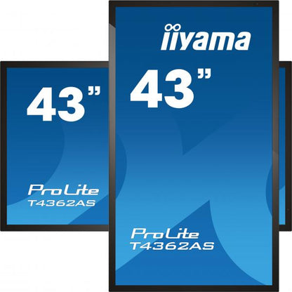 iiyama T4362AS-B1 visor de mensajes Pantalla plana interactiva 108 cm (42.5") IPS 500 cd/m 4K Ultra HD Negro Pantalla táctil Procesador integrado Android 8.0 24/7 [T4362AS-B1] 