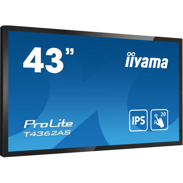 iiyama T4362AS-B1 visor de mensajes Pantalla plana interactiva 108 cm (42.5") IPS 500 cd/m 4K Ultra HD Negro Pantalla táctil Procesador integrado Android 8.0 24/7 [T4362AS-B1] 