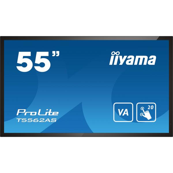 iiyama T5562AS-B1 visualizzatore di messaggi Pannello piatto interattivo 138,7 cm (54.6") VA 500 cd/m 4K Ultra HD Nero Touch screen Processore integrato Android 8.0 24/7 [T5562AS-B1]