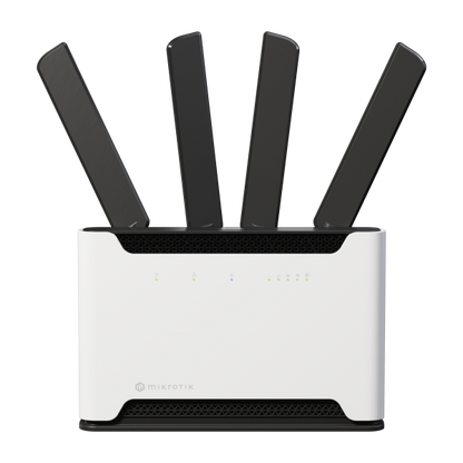 Mikrotik, Chateau 5G ax kit with Quad-Core IPQ-6010 1.8 GHz CPU, 1GB RAM, 1 x 2.5 Gigabit LAN, 4 x Gigabit LAN, two wireless interfaces (built-in 2.4GHz 802.11ax two chain wireless, built-in [S53UG+M-5HaxD2HaxD-TC&RG502Q-EA]