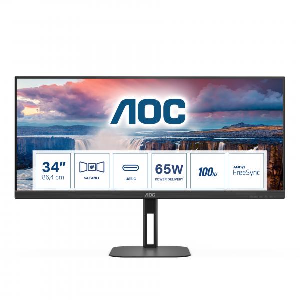 AOC V5 U34V5C/BK Monitor PC 86,4 cm (34") 3440 x 1440 Pixel UltraWide Quad HD LCD Nero [U34V5C/BK]