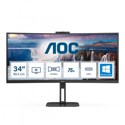 MONITOR CURVO AOC 34 LED VA WQHD 21:9 4MS 300 CDM, ALTURA, WEBCAM, USB-C, DP/HDMI, MULTIMEDIA [CU34V5CW]