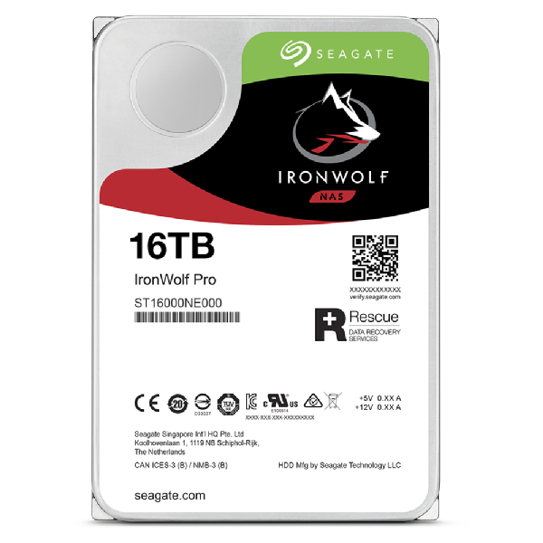 Seagate IronWolf Pro ST16000NT001 disco rigido interno 16 TB 7200 Giri/min 256 MB 3.5" [ST16000NT001]