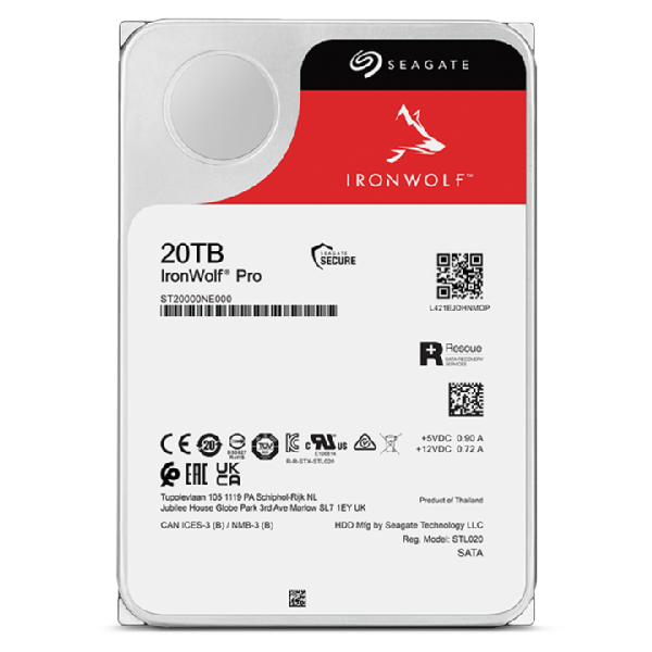 Seagate IronWolf Pro ST20000NT001 disco rigido interno 20 TB 7200 Giri/min 256 MB 3.5" [ST20000NT001]