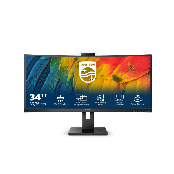 PHILIPS CURVED MONITOR 34 LED VA ULTRA WIDE 3440X1440 21:9 4MS 350 CDM, USB-C DOCK, WEBCAM, HIGH REG, MULTIMEDIA [34B1U5600CH]