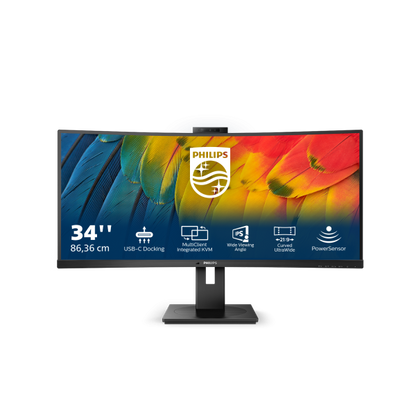 PHILIPS CURVED MONITOR 34 LED VA ULTRA WIDE 3440X1440 21:9 4MS 350 CDM, USB-C DOCK, WEBCAM, HIGH REG, MULTIMEDIA [34B1U5600CH]