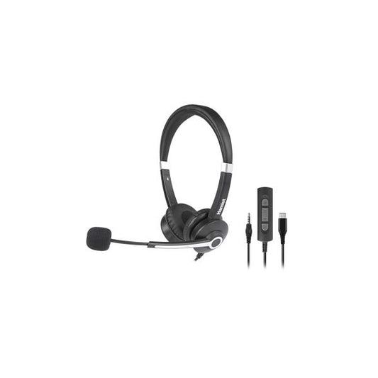 Hamlet HHEADM-CJS headphones and earphones Wired Overhead Office USB type-C Black [HHEADM-CJS] 