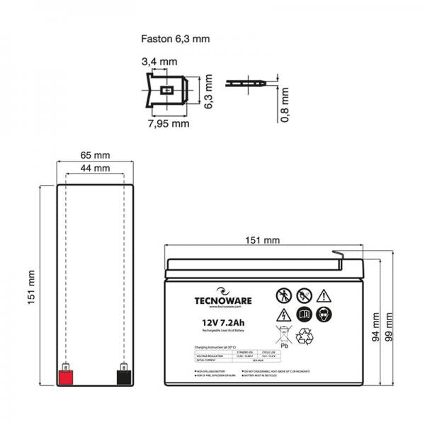 Tecnoware EACPE12V7A2TWP batteria UPS Polimero 12 V 7,2 Ah [EACPE12V7A2TWP]