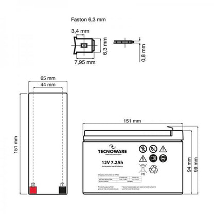 Tecnoware EACPE12V7A2TWP batteria UPS Polimero 12 V 7,2 Ah [EACPE12V7A2TWP]