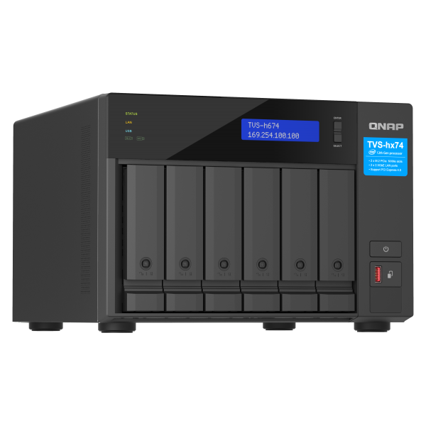 QNAP TVS-h674 NAS Tower Intel Core i3 i3-12100 16 GB DDR4 QuTS hero Nero [TVS-H674-I3-16G]