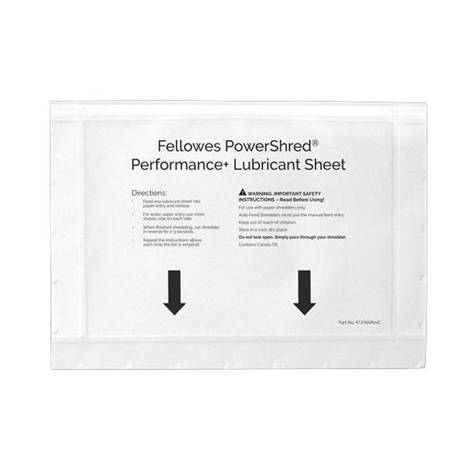 Fellowes POWERSHRED PERFORMANCE+ LUBRICANT SHEETS [4025601]