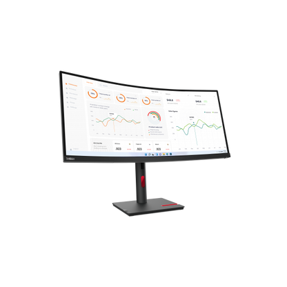 Lenovo ThinkVision T34w-30 - 34 inch - Curved - UltraWide Quad HD IPS LED Monitor - 3440x1440 - HAS / RJ45 / USB-C [63D4GAT1EU]