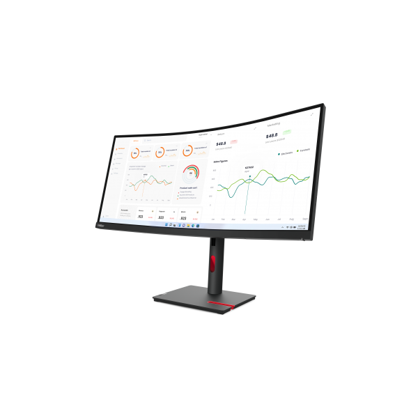 Lenovo ThinkVision T34w-30 - 34 inch - Curved - UltraWide Quad HD IPS LED Monitor - 3440x1440 - HAS / RJ45 / USB-C [63D4GAT1EU]