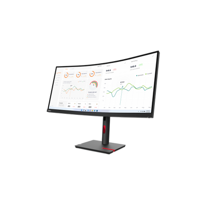 Lenovo ThinkVision T34w-30 - 34 inch - Curved - UltraWide Quad HD IPS LED Monitor - 3440x1440 - HAS / RJ45 / USB-C [63D4GAT1EU]