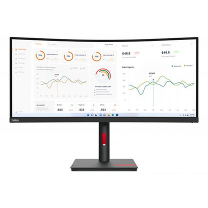 Lenovo ThinkVision T34w-30 - 34 inch - Curved - UltraWide Quad HD IPS LED Monitor - 3440x1440 - HAS / RJ45 / USB-C [63D4GAT1EU]