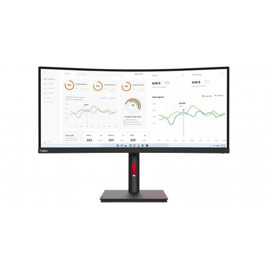 Lenovo ThinkVision T34w-30 - 34 inch - Curved - UltraWide Quad HD IPS LED Monitor - 3440x1440 - HAS / RJ45 / USB-C [63D4GAT1EU]