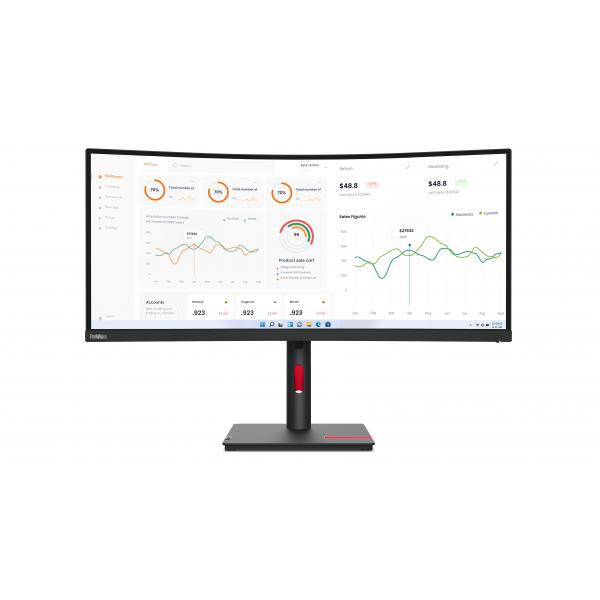 Lenovo ThinkVision T34w-30 - 34 inch - Curved - UltraWide Quad HD IPS LED Monitor - 3440x1440 - HAS / RJ45 / USB-C [63D4GAT1EU]