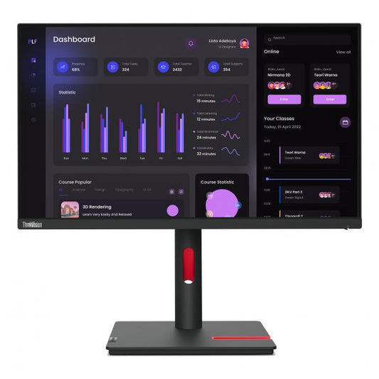 Lenovo ThinkVision T24i-30 - 23.8 inch - Full HD IPS LED Monitor - 1920x1080 - Pivot / HAS [63CFMATXEU]