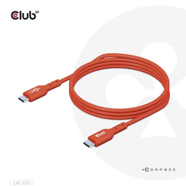 CLUB 3D CAVO USB2 TYPE-C BI-DIRECTIONAL USB-IF CERTIFIED CABLE DATA 480MB PD 240W(48V/5A) EPR M/M 1M [CAC-1511]