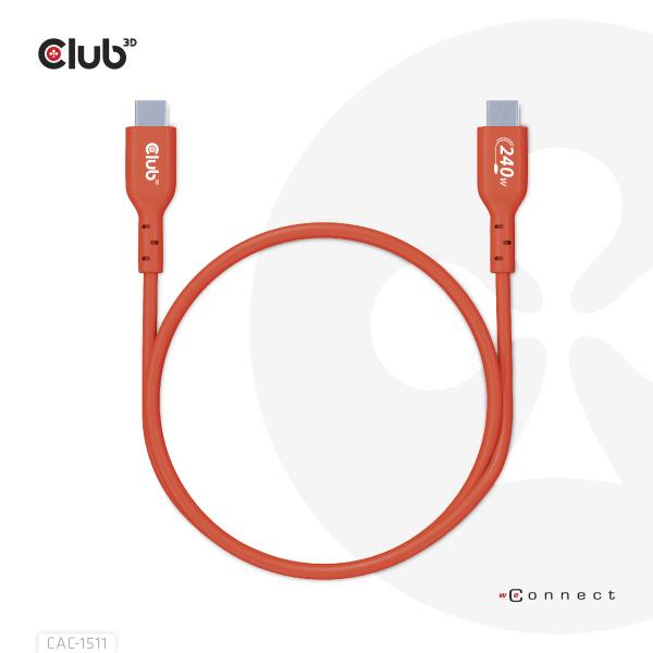 CLUB 3D CAVO USB2 TYPE-C BI-DIRECTIONAL USB-IF CERTIFIED CABLE DATA 480MB PD 240W(48V/5A) EPR M/M 1M [CAC-1511]