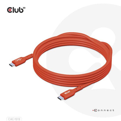 CLUB 3D USB2 TYPE-C Bi-DIRECTIONAL USB-IF CERTIFIED CABLE DATA 480Mb, PD 240W(48V/5A) EPR M/M 3m / 9 [CAC-1513]