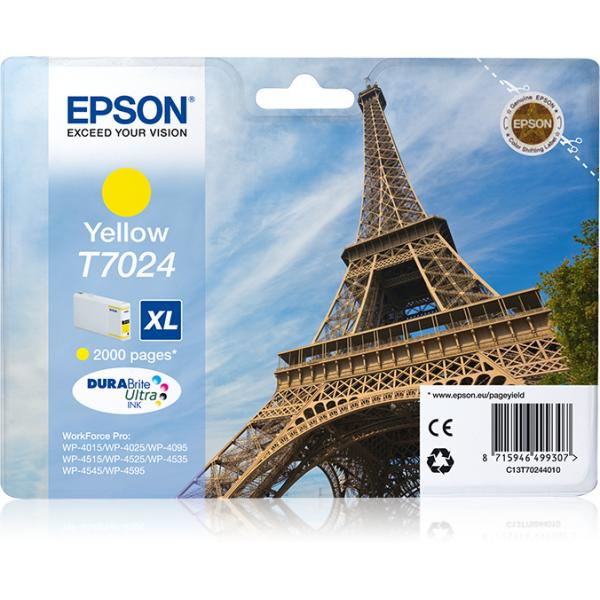 CARRITO DE TINTA EPSON AMARILLO XL PARA WF PRO 4000/5000, SERIE XL TOUR EIFFEL [C13T70244010]