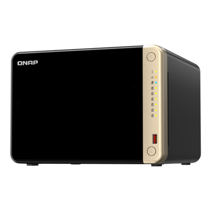 QNAP NAS - 6-Bay desktop NAS, Intel Celeron N5105/N5095 quad-core, 8 GB onboard not expandable, 6 x 3.5"/2.5" SATA 6Gb/s drive bays, 2 x M.2 2280 PCIe Gen 3 x1 slots, 2 x 2.5GbE, 1 x HDMI [TS-664-8G]