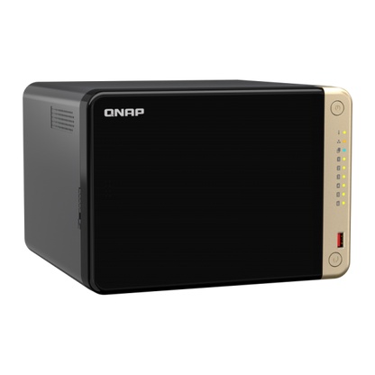 QNAP NAS - 6-Bay desktop NAS, Intel Celeron N5105/N5095 quad-core, 8 GB onboard not expandable, 6 x 3.5"/2.5" SATA 6Gb/s drive bays, 2 x M.2 2280 PCIe Gen 3 x1 slots, 2 x 2.5GbE, 1 x HDMI [TS-664-8G]