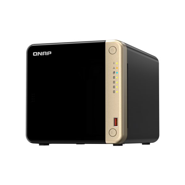QNAP NAS - 4-Bay desktop NAS, Intel Celeron N5105/N5095 quad-core, 8 GB onboard not expandable, 4 x 3.5"/2.5" SATA 6Gb/s drive bays, 2 x M.2 2280 PCIe Gen 3 x1 slots, 2 x 2.5GbE, 1 x HDMI [TS-464-8G]