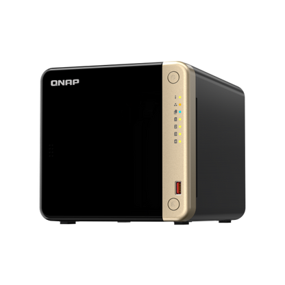 QNAP NAS - 4-Bay desktop NAS, Intel Celeron N5105/N5095 quad-core, 8 GB onboard not expandable, 4 x 3.5"/2.5" SATA 6Gb/s drive bays, 2 x M.2 2280 PCIe Gen 3 x1 slots, 2 x 2.5GbE, 1 x HDMI [TS-464-8G]