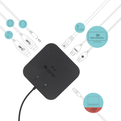 i-tec Thunderbolt 3 Travel Dock Dual 4K Display with Power Delivery 60W + Universal Charger 77 W [TB3TRAVELDOCKPD60W]